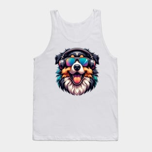 Maremma Sheepdog as Smiling DJ with Headphones Tank Top